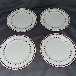 Sango black white and red 4piece plate set